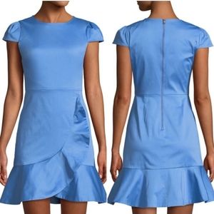 Alice + Olivia Kirby A-line Mini Dress Short Sleeve Ruffle Faux Wrap